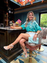 The Erin - Teal Flower Print Blouse